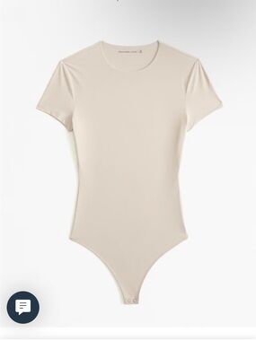 Abercrombie & Fitch Cream Short-Sleeve Bodysuit